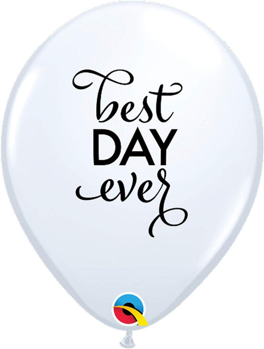 Qualatex Best Day Ever Black on White 11 Inch Latex [88204]