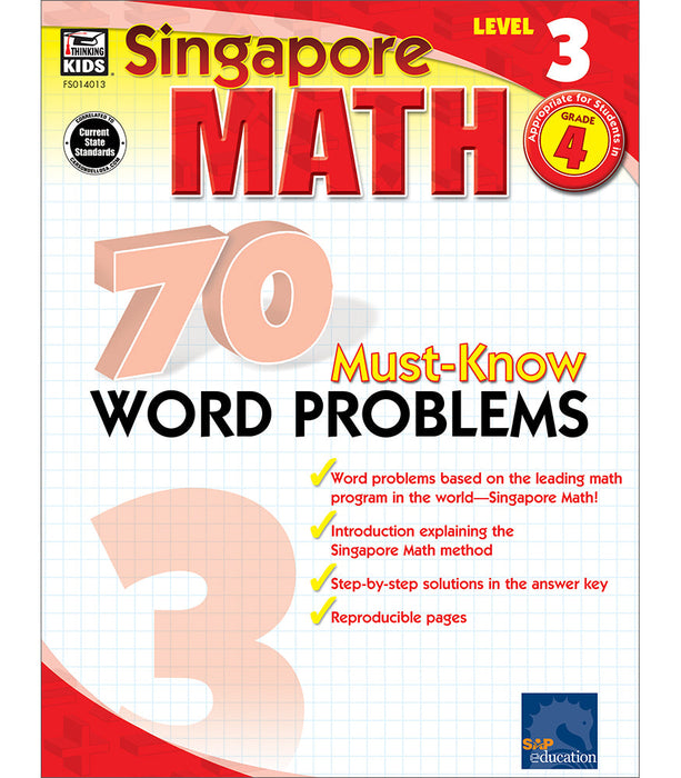 Singapore Math: 70 Must-Know Word Problems - Level 3 (4) Book [FS014013]