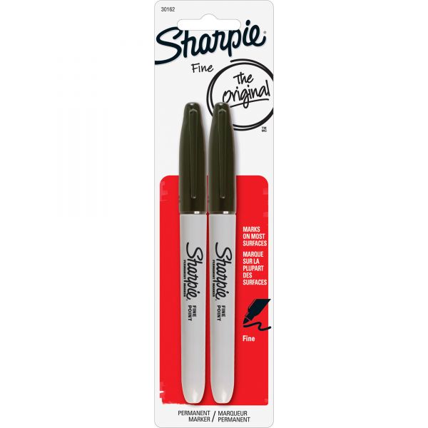 Sharpie Fine Point Permanent Markers, Black, 2/Pack [SAN30162PP]