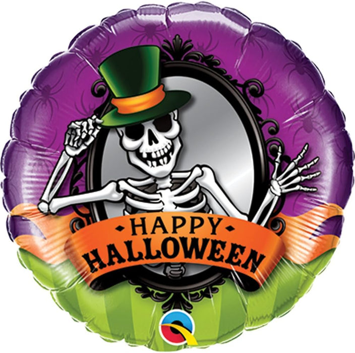 Qualatex Happy Halloween Skeleton Mirror 18 Inch Foil Mylar Balloon [52042]