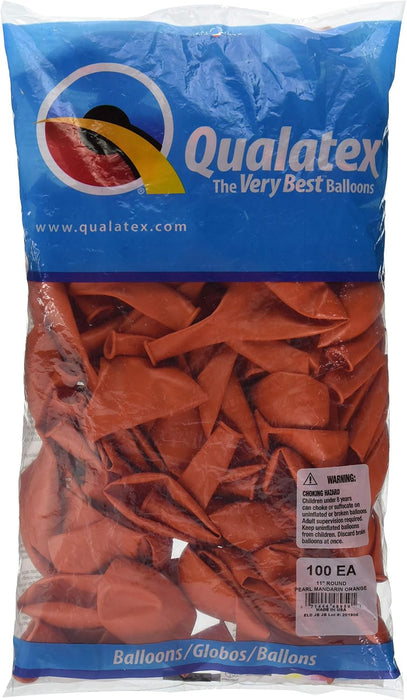 Qualatex Pearl Mandarin Orange 11 Inch Latex Bag of 100