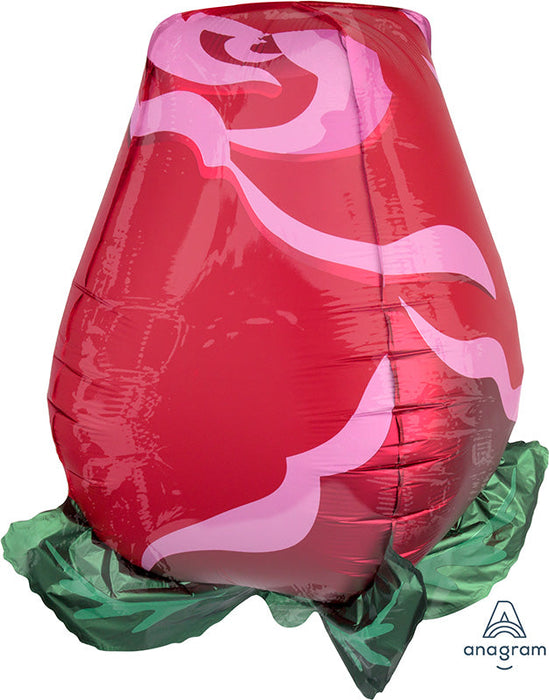 Red Rose Bud 3D UltraShape 22 Inch Foil Mylar Balloon [34610]