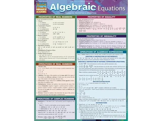 QuickStudy | Algebraic Equations Laminated Study Guide [222668]