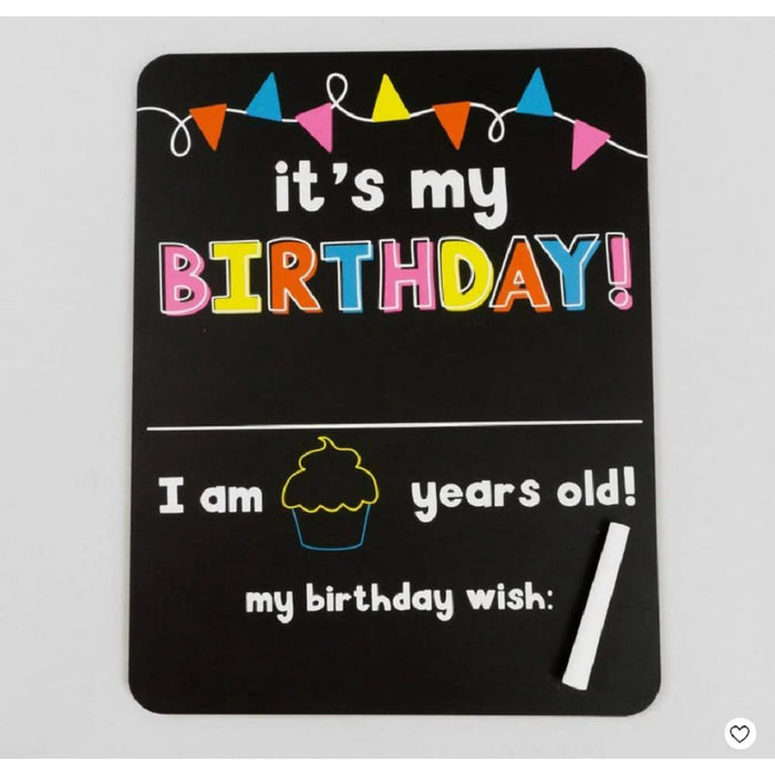 It's My Birthday Chalkboard, 12x10 Inch for Kids/Girls/Boys Reusable Wooden Photo Prop Board