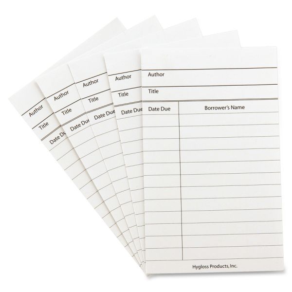 Hygloss White Library Cards 3" x 5" - Card Stock - White - 50/ Pack [HYX61435]