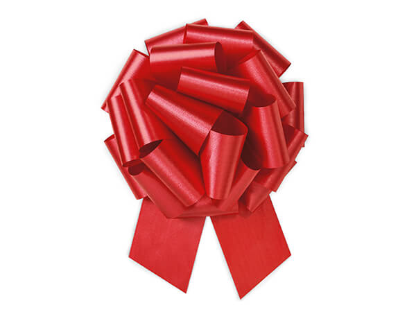 8 Inch Hot Red Flora Satin Pull Bow [PF40252]
