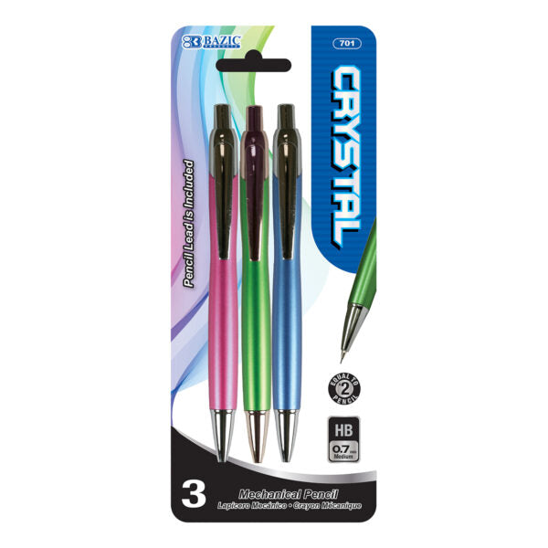 BAZIC Crystal 0.7 mm Mechanical Pencil 3 Pack [701]