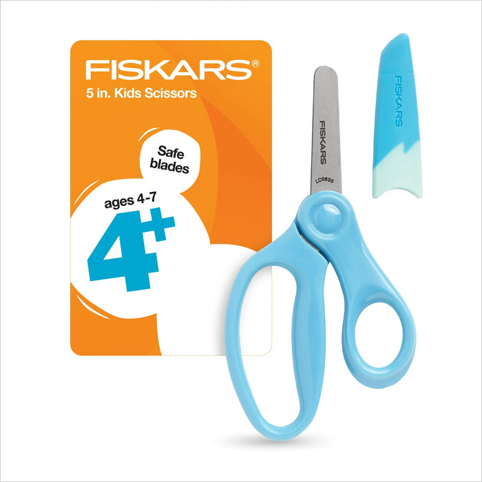 Fiskars 5 inch Pointed Tip Kids Scissors w/sheath - Turquoise [62995]