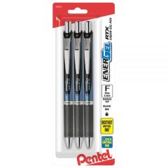 Pentel EnerGel Deluxe RTX Retractable Pens, Needle Point, 0.5 mm, Assorted Barrels, Black Ink, Pack Of 3 (Archived)