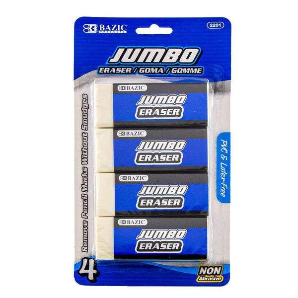 BAZIC Jumbo Eraser 4 Pack [2201]