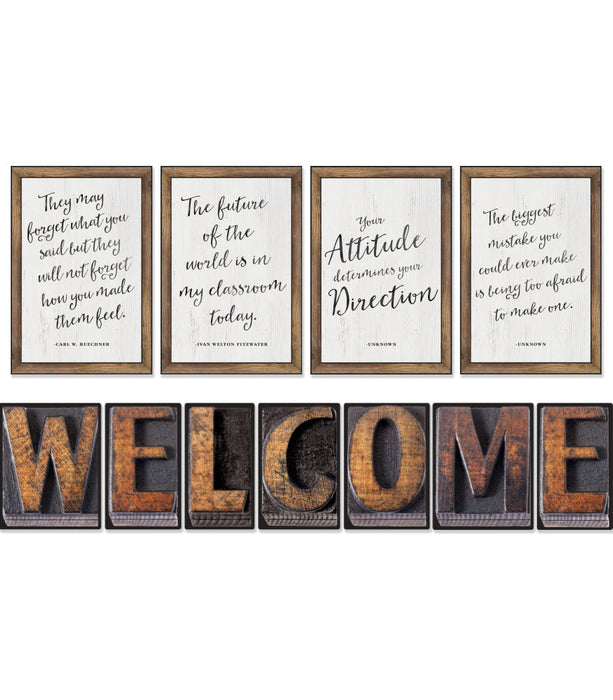 Bulletin Board Set-Schoolgirl Style-Industrial Chic-Welcome (11 Pieces) [CD110401]