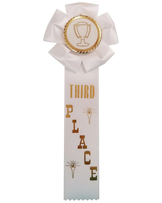 Third Place Ribbon 11.5 inches long  by 4 inches wide 3rd Place White Ribbon [AU30129]