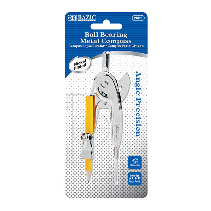 BAZIC Metal Ball Bearing Compass w/ #2 Wood Pencil [2805]