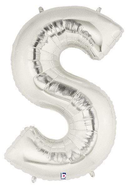 Megaloon Letter S Silver 34 Inch Foil Mylar Balloon [15919S]