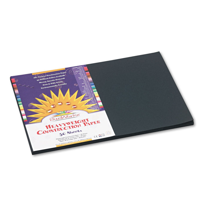 Sunworks Construction Paper, 58 Lbs, 12 X 18, Black, 50 Sheets [PAC6307]