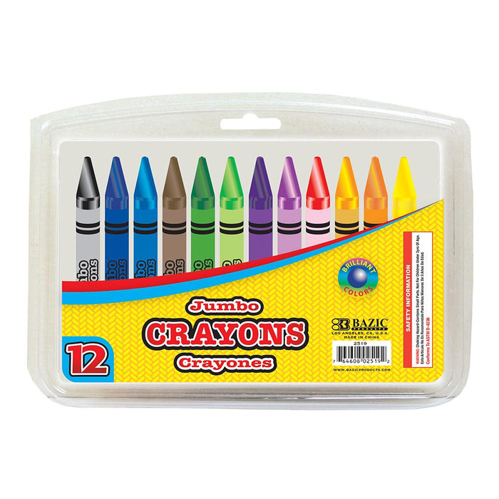 BAZIC 12 Color Premium Jumbo Crayons [2519]