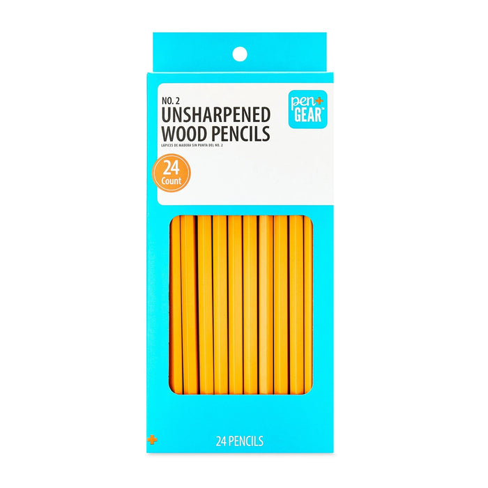 Pen+Gear #2 HB Yellow Wood Pencils, Unsharpened, 24 Count [700001703]