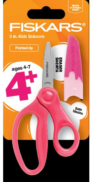 Fiskars 5 inch Pointed Tip Kids Scissors w/sheath - Pink [3-063712]