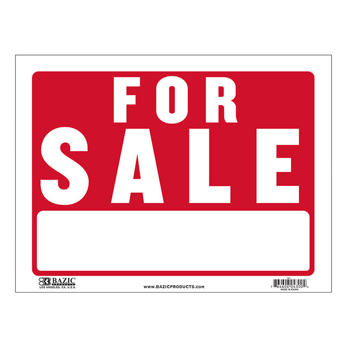 BAZIC 9 X 12 For Sale Sign [S-1]