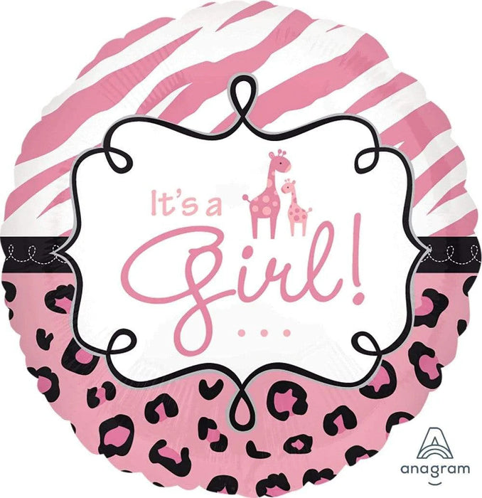 Safari Baby Girl Balloon 18 Inch Foil Mylar Balloon [24559]