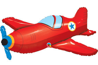 Red Vintage Airplane 36 inch Shape Flat Foil Balloon [57808]