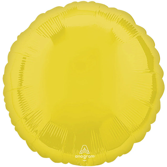 Vibrant Yellow 18 Inch Round Foil Mylar Balloon [47121]