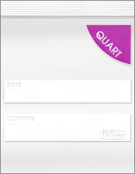 3 DiRose Quart Bags Pack of 500 – 1 Quart Reclosable Food Storage Bags – Practical and Durable Design – Food Safe Non-BPA Material – Easy Double Zip Closure