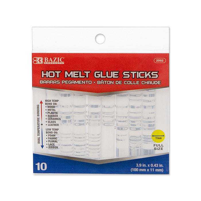 BAZIC Dual Temp. Full Size Hot Melt Glue Sticks 3.9 x 0.43 (10/Box) [2092]
