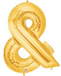 Metallic Gold Ampersand Jumbo 40 Inch Foil Mylar Balloon [05861G]