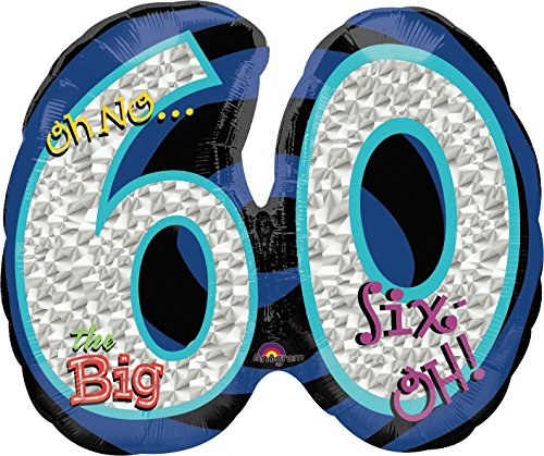 Oh No! 60 Birthday Shape 60 Balloon, 26 Inch Jumbo Mylar Balloon [116054]