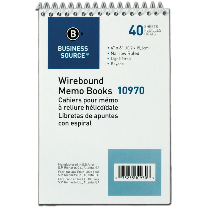 Business Source Wirebound Memo Books 12 Pack [BSN10970]