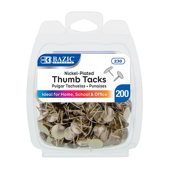 BAZIC Nickel (Silver) Thumb Tack (200/Pack) [230]