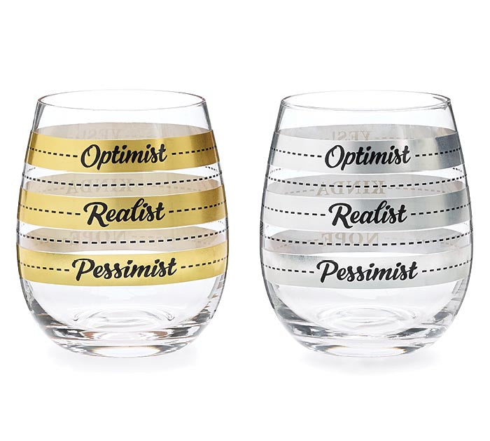 Stemless Wine Gold Silver Fill Line Glass [9731562]
