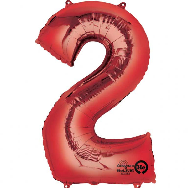 Number 2 Red Foil Balloon 33 Inch [24062]
