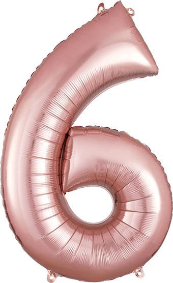 Number 6 Jumbo Balloon 34 Inch Foil Balloon Rose Gold Color [36217]