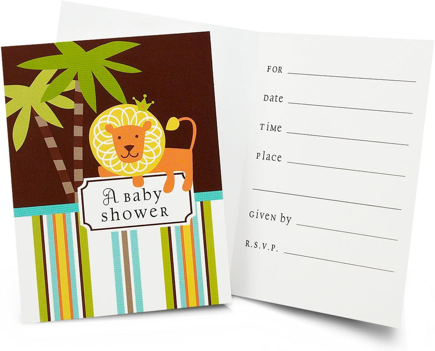 King of the Jungle Boy Baby Shower Invitations 8 Pack [1INV3585]