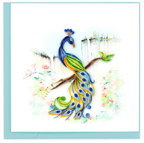 Quilled Posing Peacock All Occasion Greeting Card [BL1310]