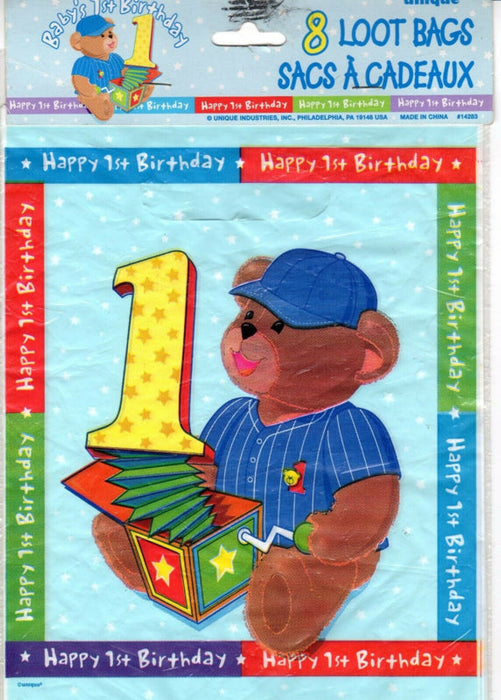 BOY'S 1ST BIRTHDAY PARTY BAGS - 8 COUNTS [14283]