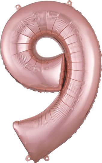 Number 9 Jumbo Balloon 34 Inch Foil Balloon Rose Gold Color [36220]