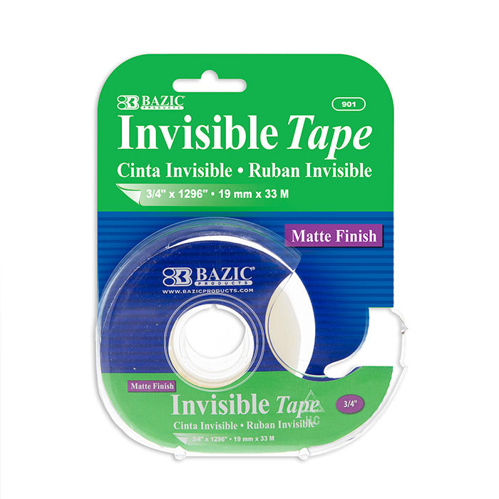 BAZIC 3/4" x 1296" Invisible Tape w/ Dispenser [901]