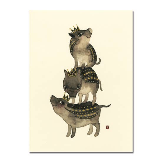 Three Pigs New Baby Card