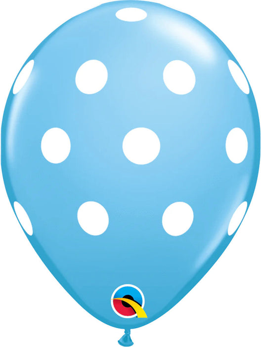 Qualatex Light Blue with White Polka Dots 11 Inch Latex Balloons 12 Pack [77146PB-12]