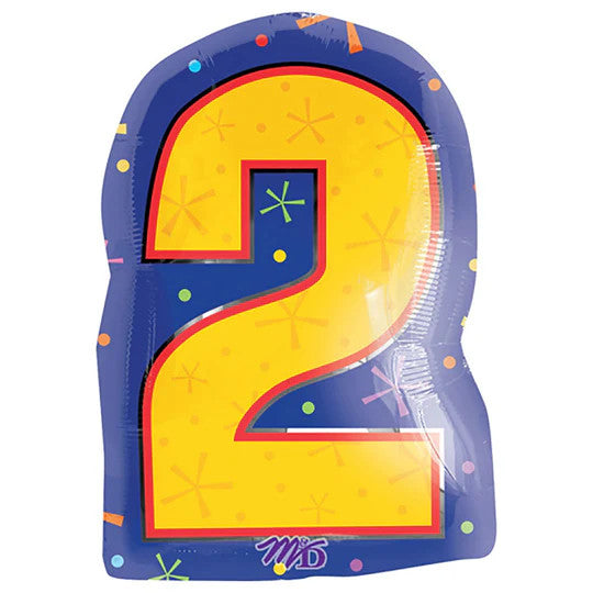 Number 2 Multi-color Jr. Shape 20 Inch Foil Mylar Balloon [12667]