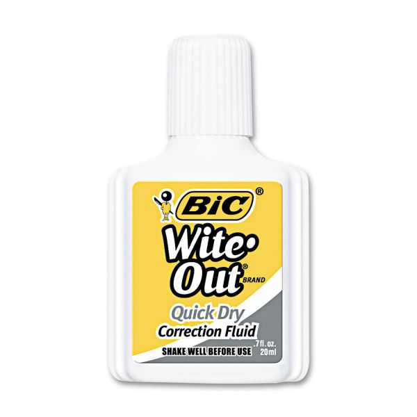 BIC Wite-Out Quick Dry Correction Fluid, 20 ml Bottle, White [BICWOFQD12WE]