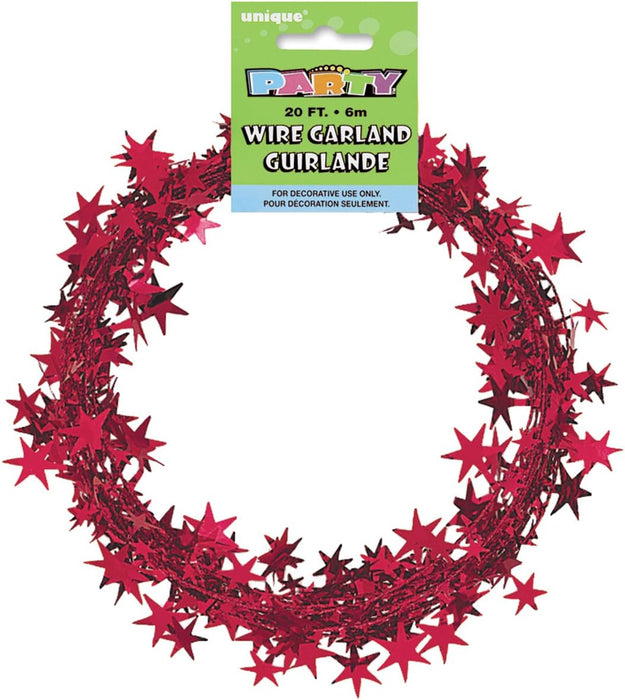 Star Wire Garland, 20-Feet, Red [30111]