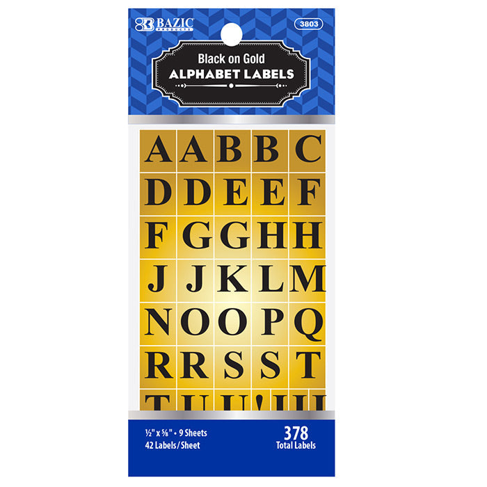 BAZIC Gold Foil Alphabet Label (378/Pack) [3803]