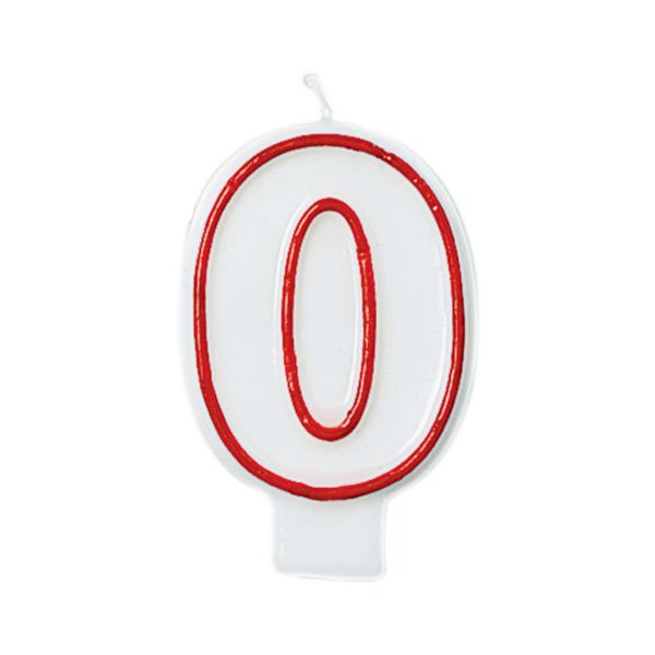 Red and White Birthday Candle Number 0 [174000]