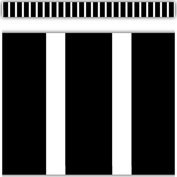 Black and White Vertical Stripes Straight Border Trim [TCR3935]