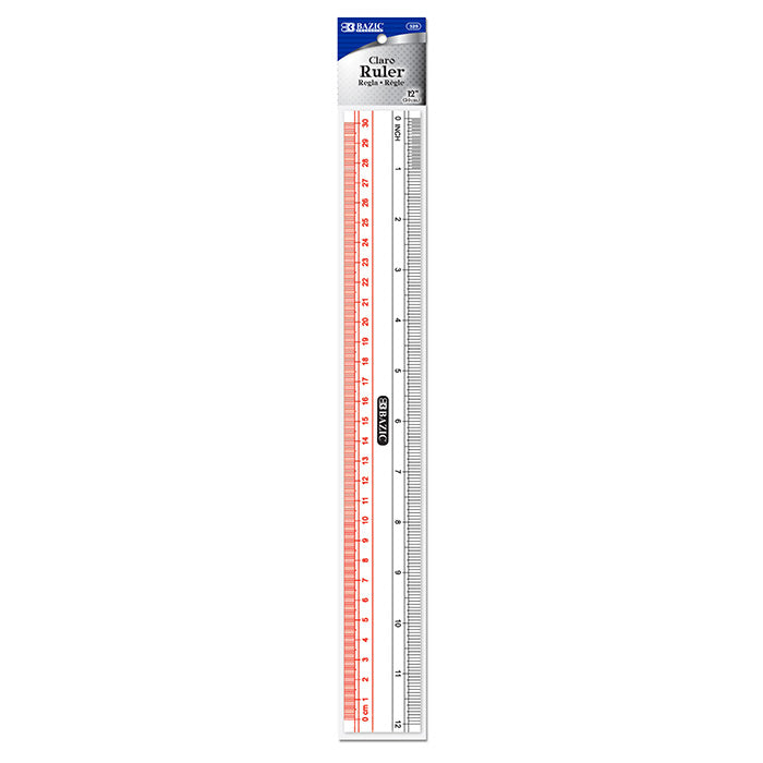 BAZIC Claro 12 inch  (30cm) Transparent Plastic Ruler [325]