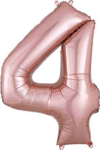 Number 4 Jumbo Balloon 34 Inch Foil Balloon Rose Gold Color [36215]